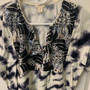 Tiny for Anthropologie tie-dye beaded top